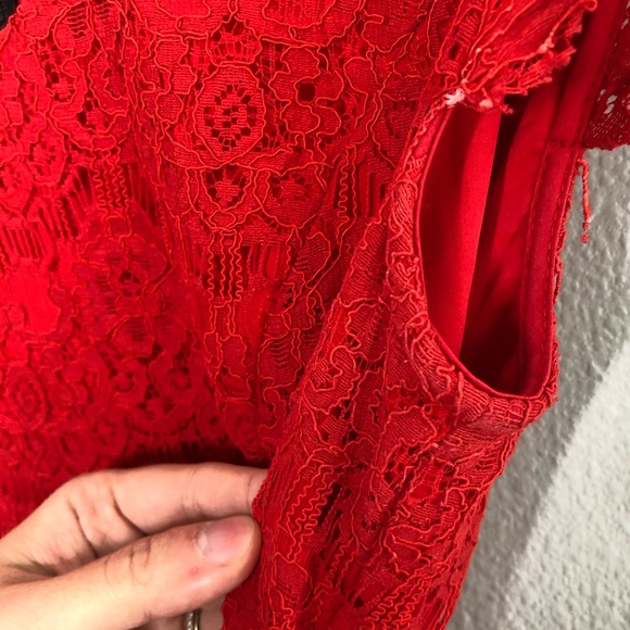 Kensie Red Lace Cap Sleeve Dress | Sz Small/4 - Picture 6 of 8